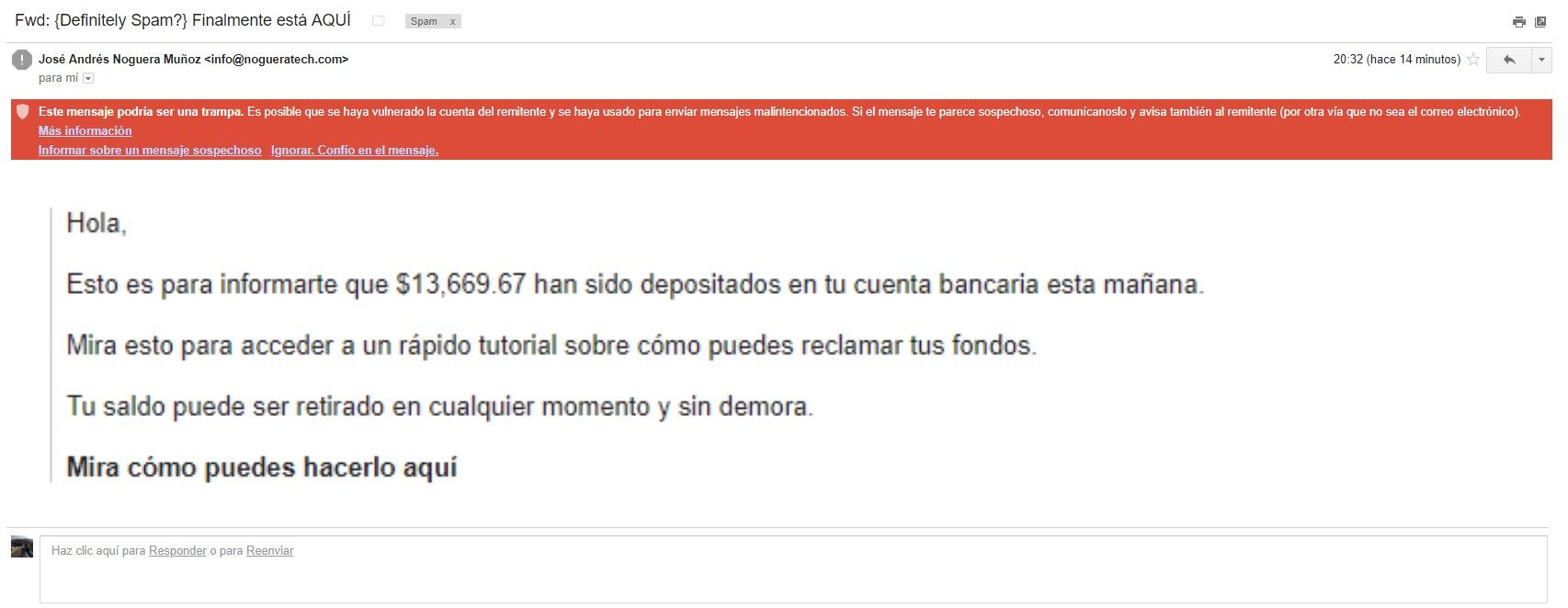$13,669.67 han sido depositados en tu cuenta bancaria